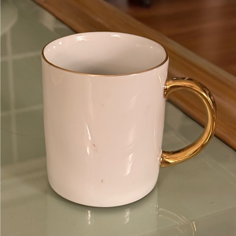 Ten Strawberry Street Monno Bangladesh porcelain Cups White With Gold Handle